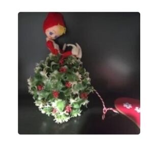 Festive Elf and Holly Decoration